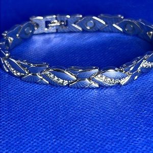 Silver Tone Magnetic Copper Bracelet